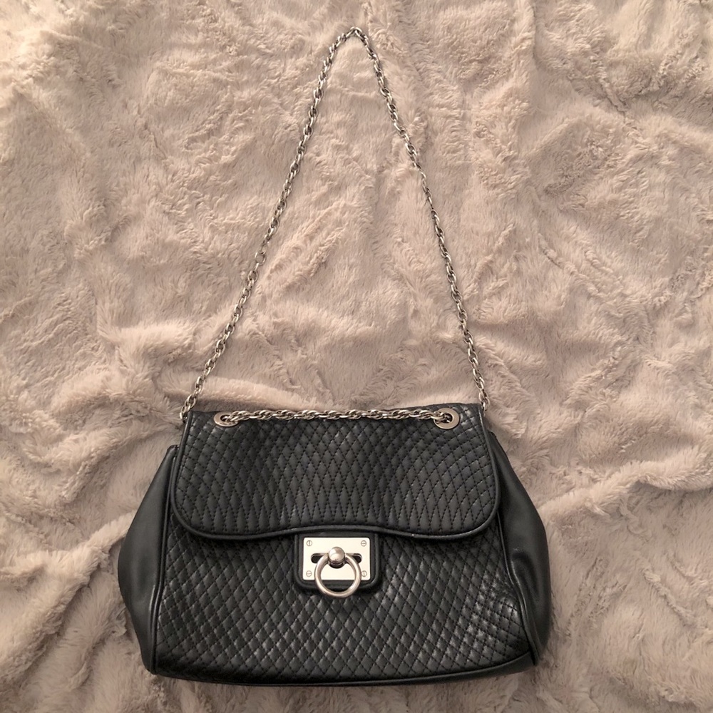 ‘Ann Taylor’ Black Quilted Leather Shoulder Bag